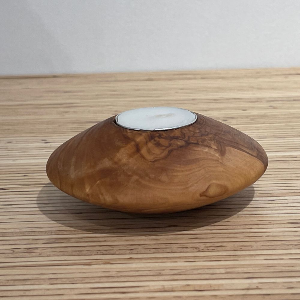 Olive Wood Tea Light Candle Holder