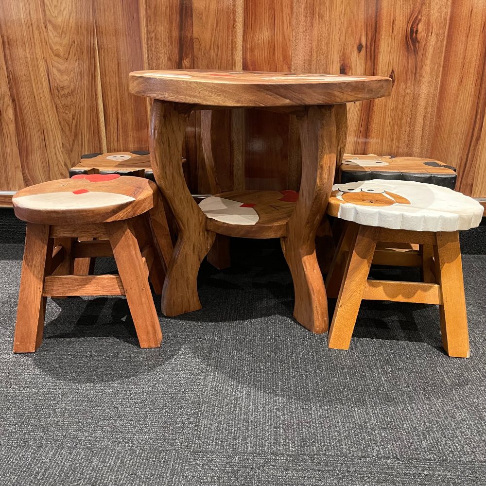 Kids Farmyard Table and Stool Set