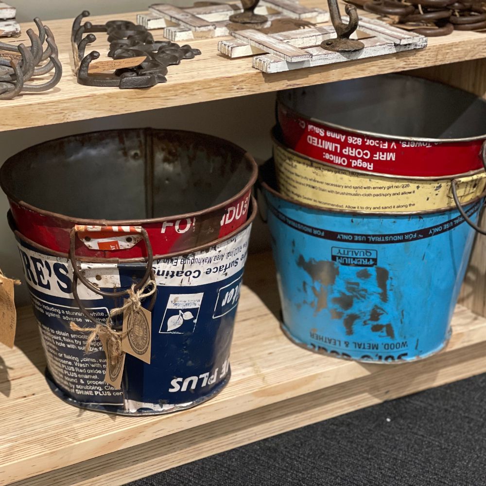 Retro Metal Tin Buckets Outdoors Decor Gift
