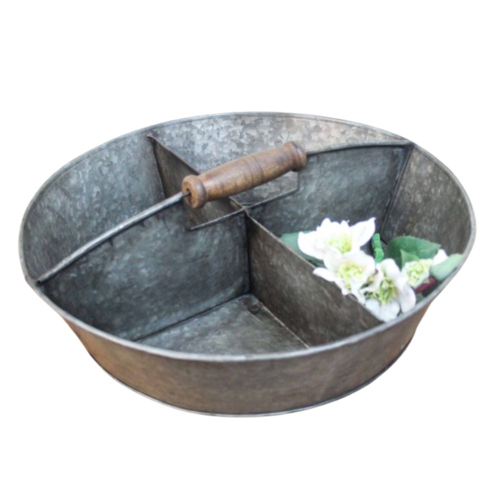 Partitioned metal tray with handle gift barbecue