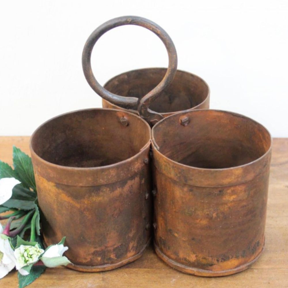 Rustic Triple Iron Post with Handle Outdoors Decor Gift